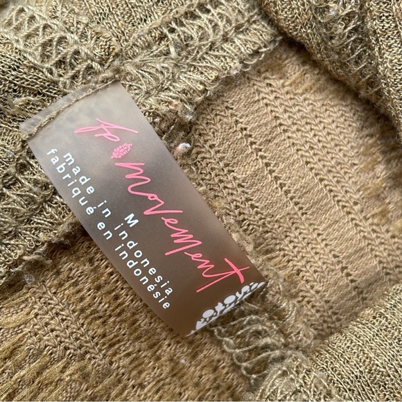 Free‎ People Movement M Brown  Ribbed Cropped Hoodie Thumbholes Athleisure Fairy - Picture 4 of 12